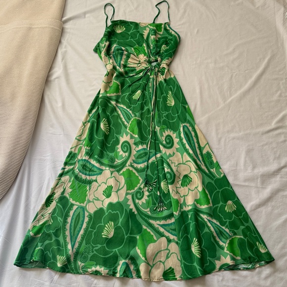 FARM Rio Green and Cream Patterned Midi Dress - Picture 4 of 14